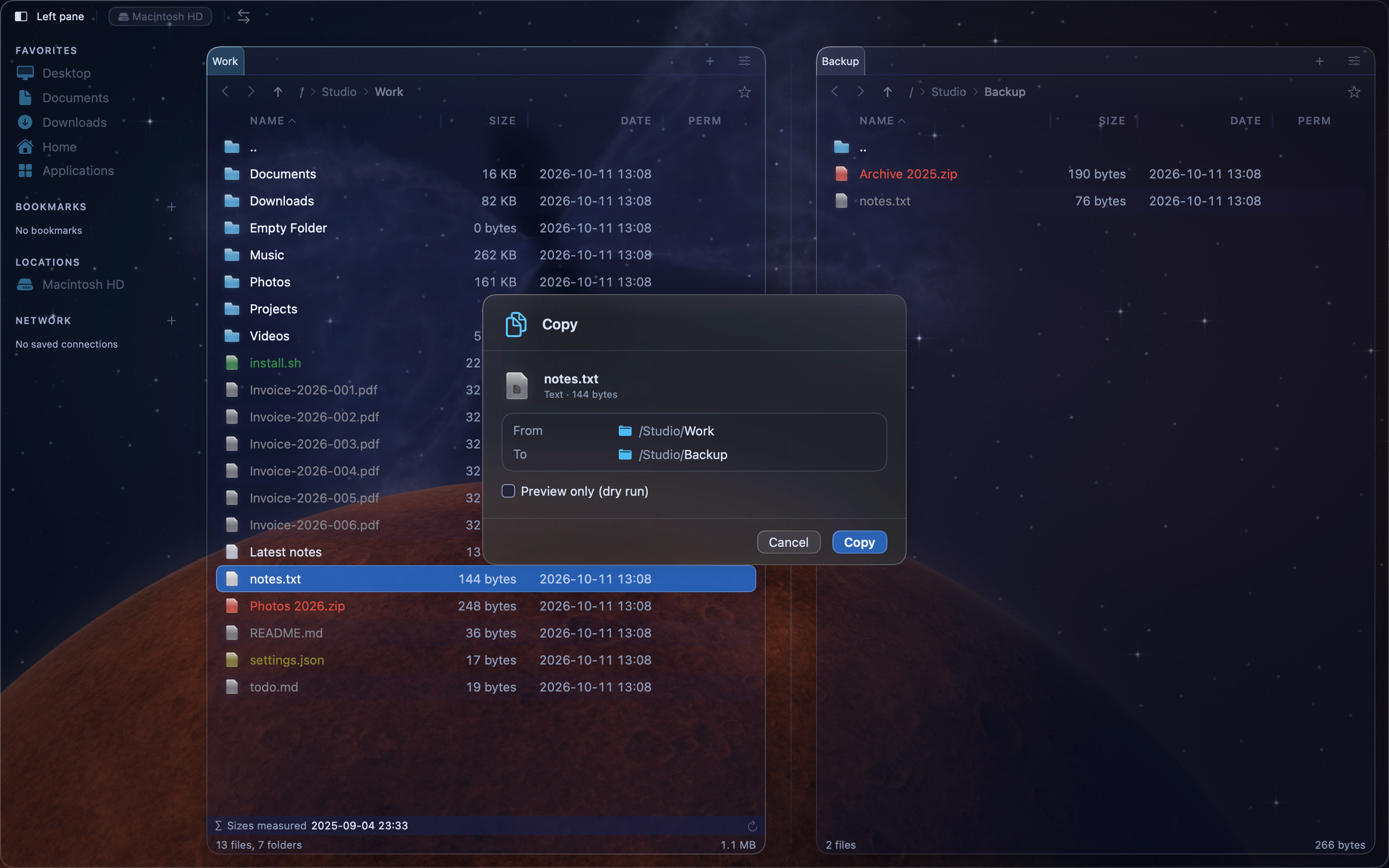 MeiFiles copy screenshot.