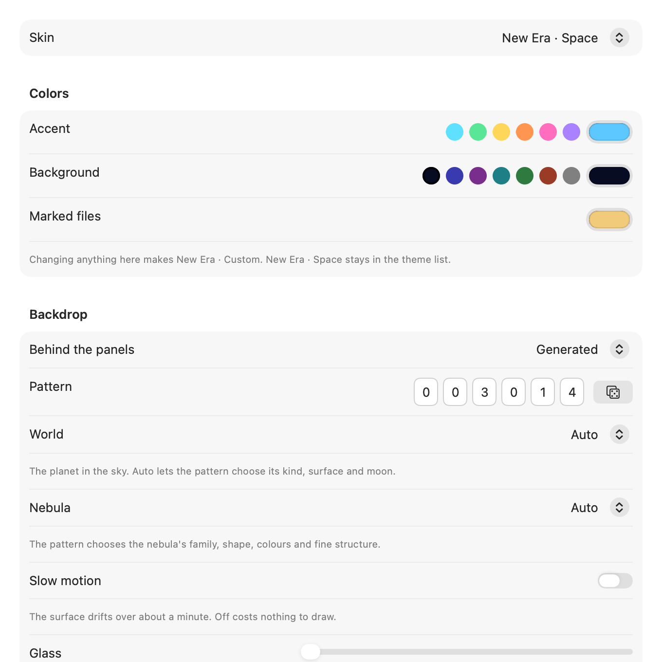 The Appearance tab of Settings.