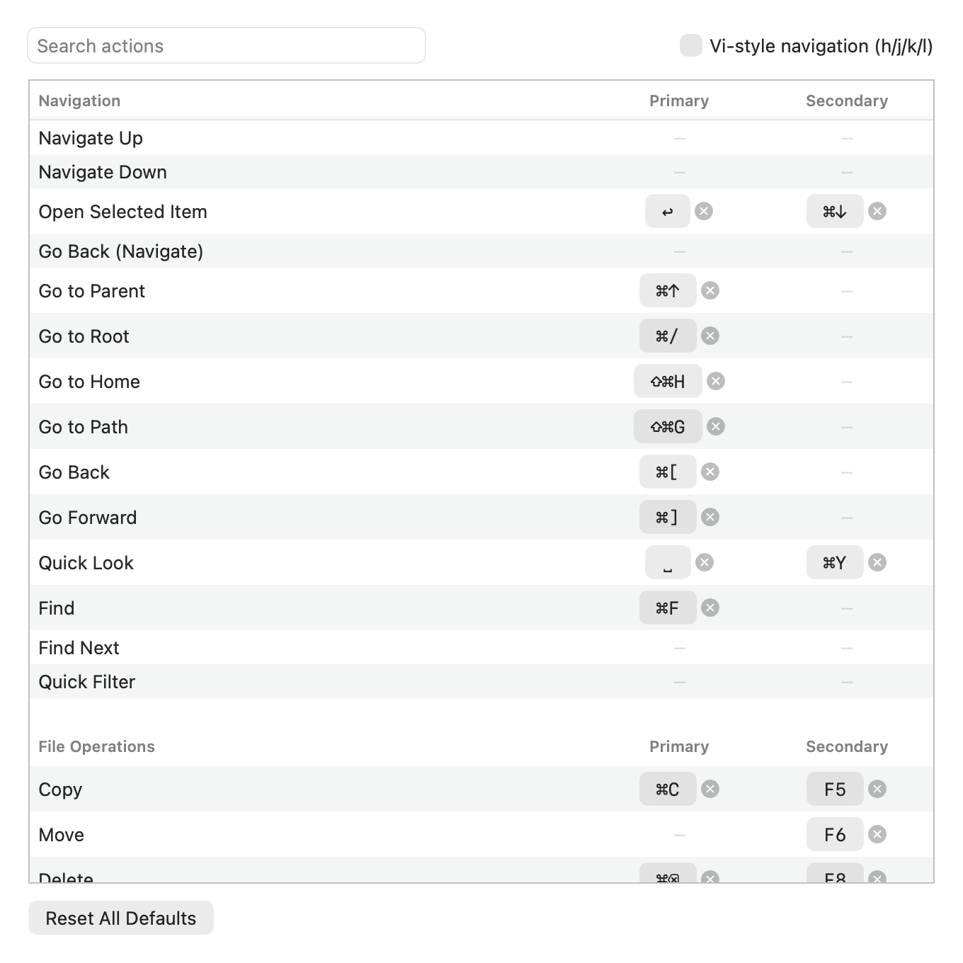 The Keyboard tab of Settings.