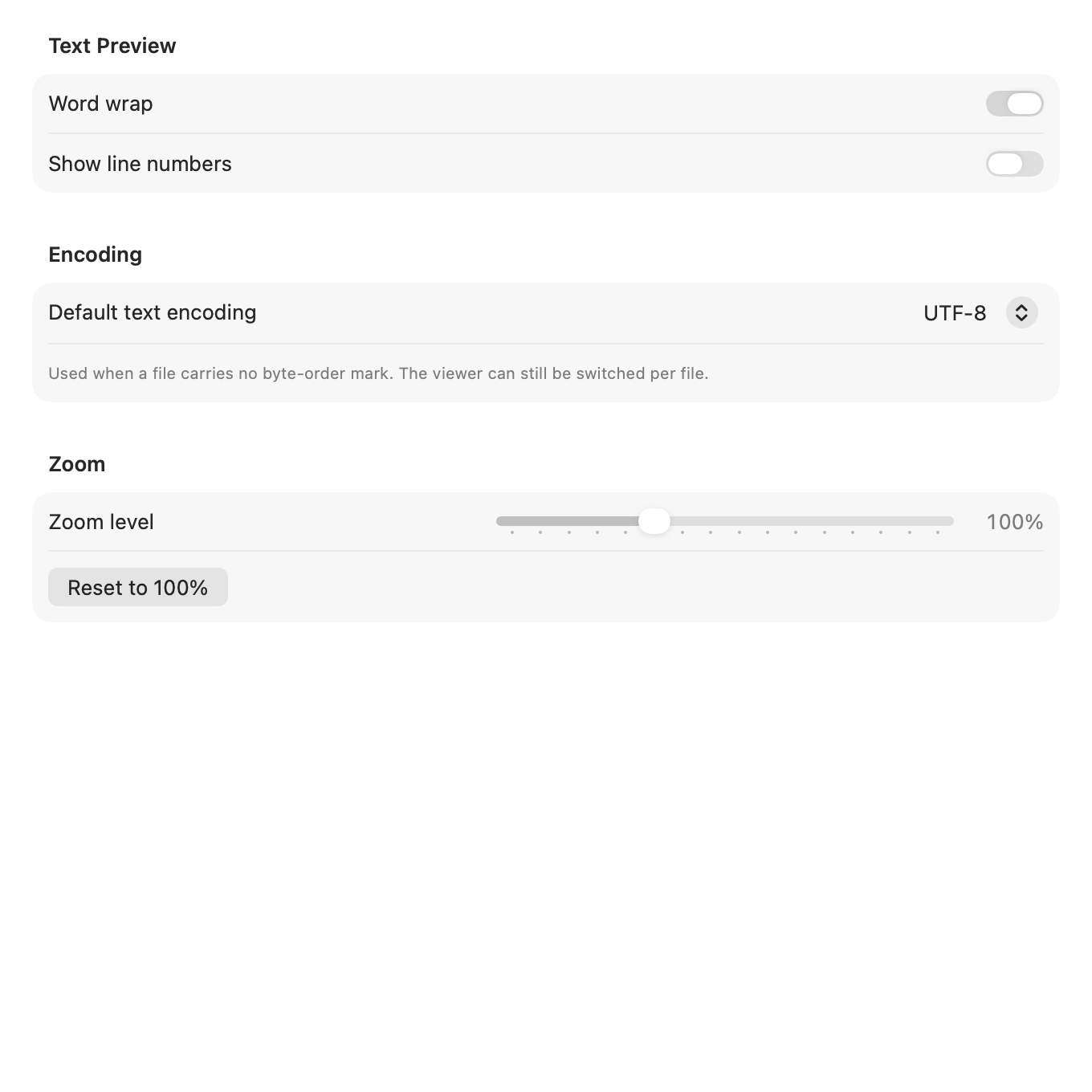 The Viewer tab of Settings.