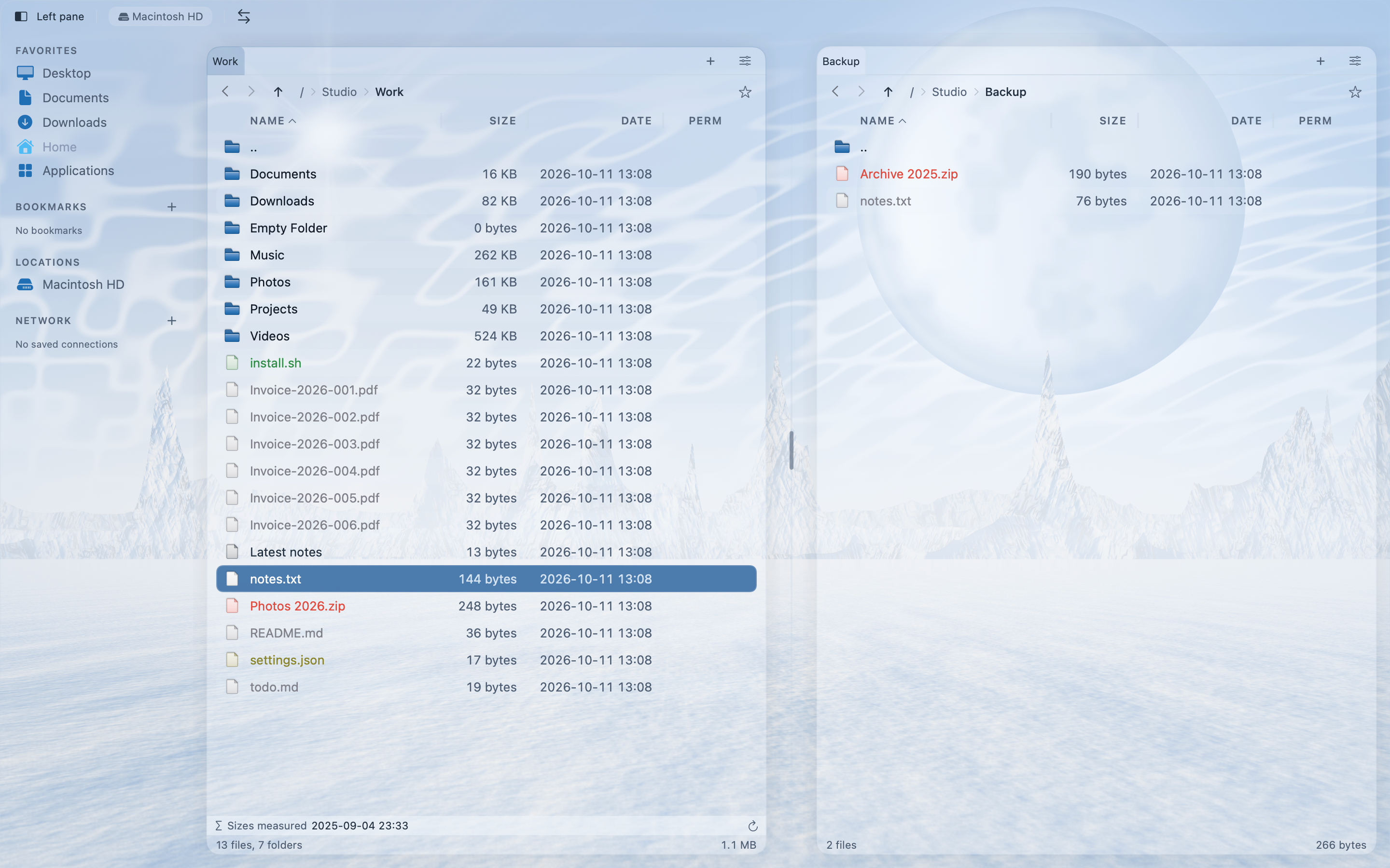 MeiFiles theme winter screenshot.