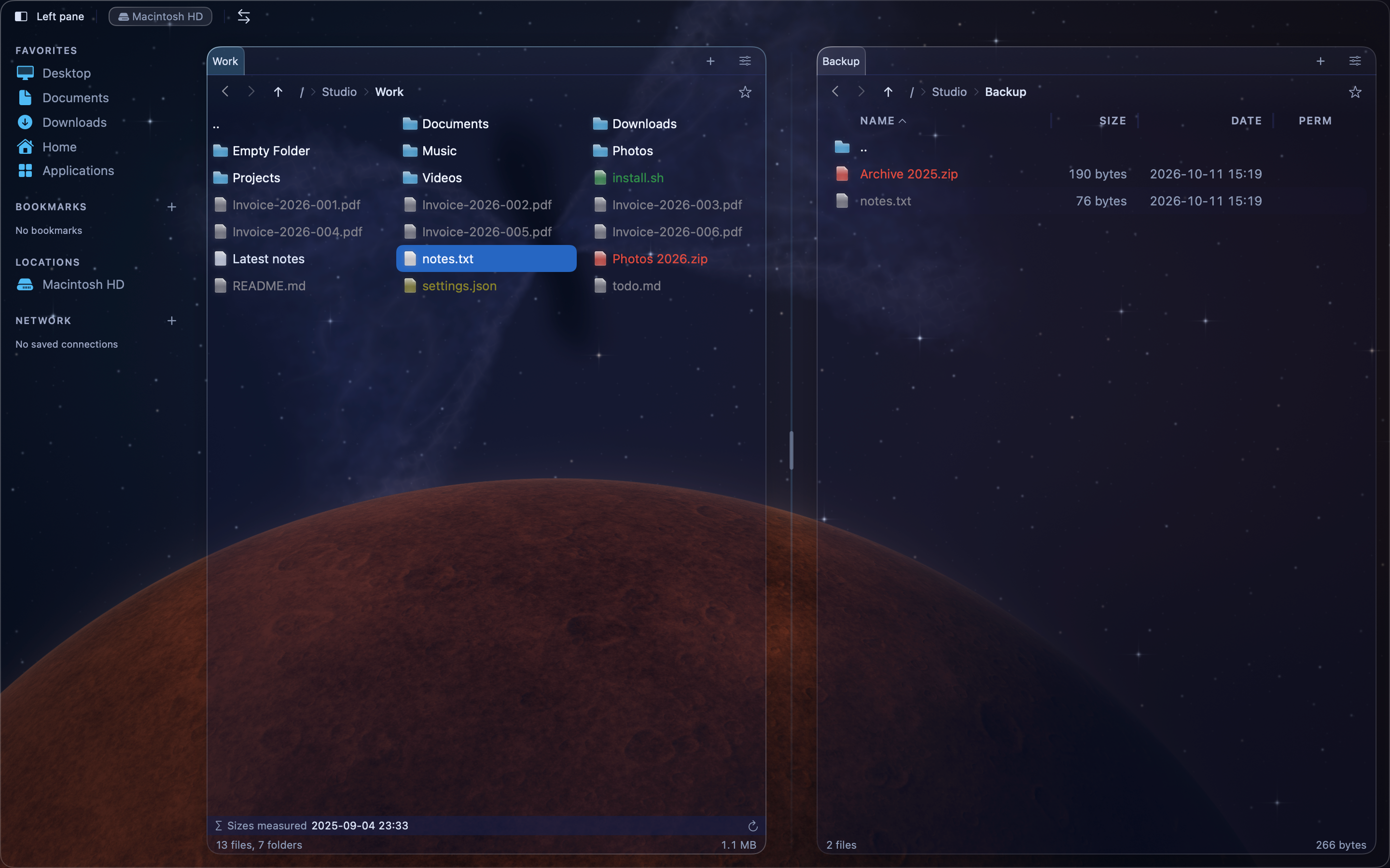 MeiFiles view brief screenshot.
